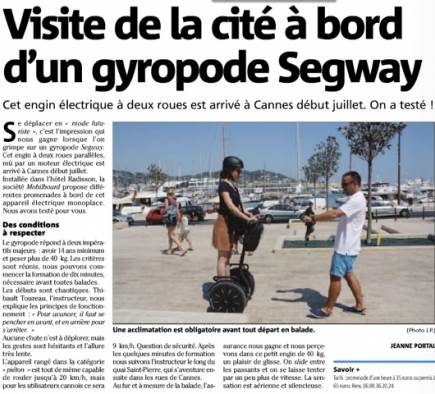 Article Nice-Matin agence Mobilboard Cannes